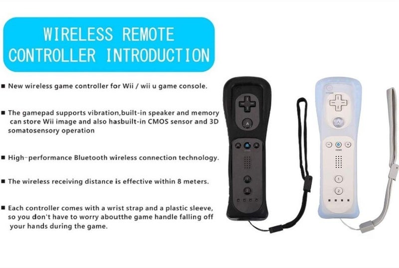 ZeroStory 2 Packs Wireless Controller and Nunchuck for Wii and Wii U Console, Gamepad with Silicone Case and Wrist Strap (Black and White) - Image 5